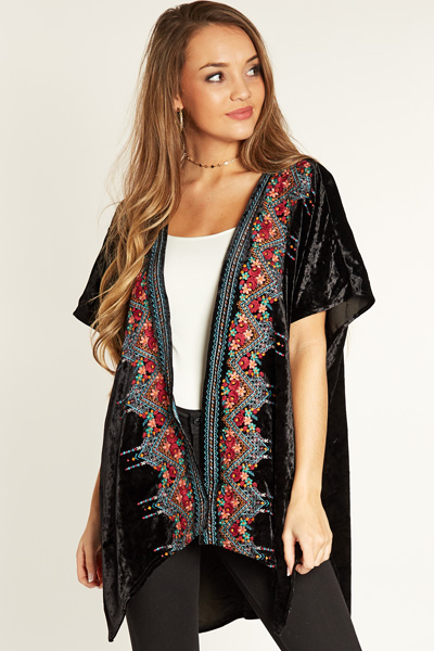 Velvet Embroidery Kimono