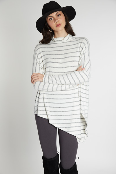 Asymmetrical Cowl Tunic, Stripe