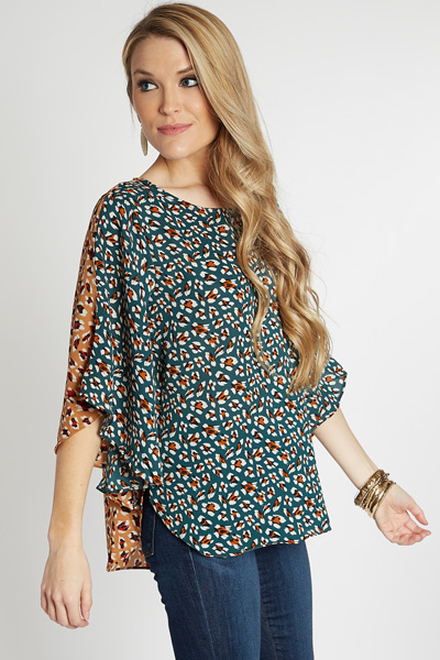 Two Tone Leopard Blouse