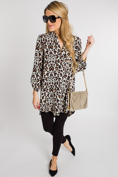 Crepe Leopard Tunic, Cream