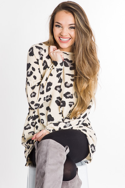 Leopard Sweater Frock, Ivory
